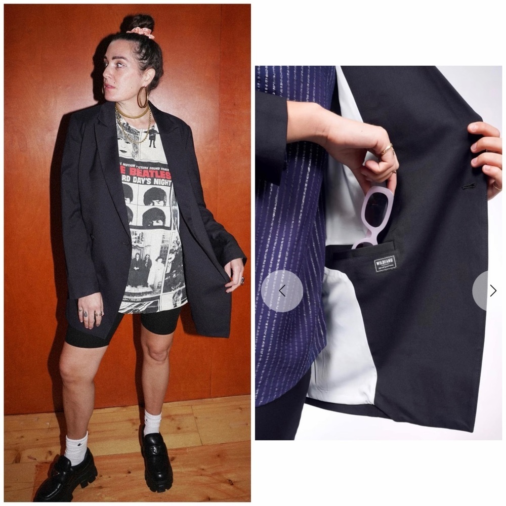 Wildfang Women's The Empower Double Breasted Blazer Suit Jacket Sz S Black NWOT
